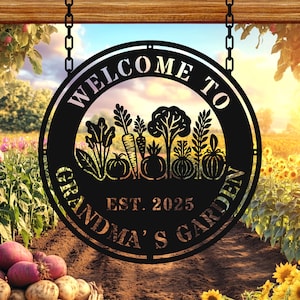 Placa de metal personalizada para jardim | Placa personalizada para horta | Arte para jardim ao ar livre para amantes de jardinagem | Presente para jardineiros