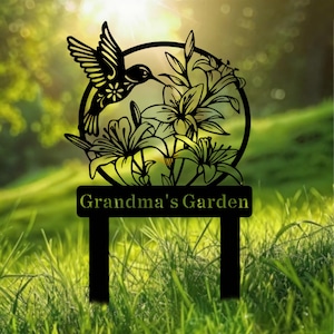 Custom Garden Metal Sign with Stake | Gardener Name Sign | Metal Yard Decor |  Garden Marker | Outdoor Garden Decoration | 8–36 Inches