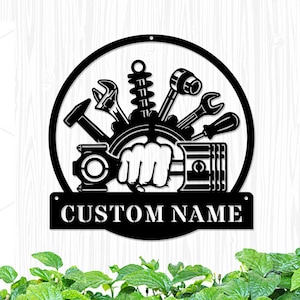 Personalized Custom Workshop Metal Name Sign, Custom Worker Dad Gift, Personalized Workshop Metal Sign, Garage Sign, Man Cave Sign