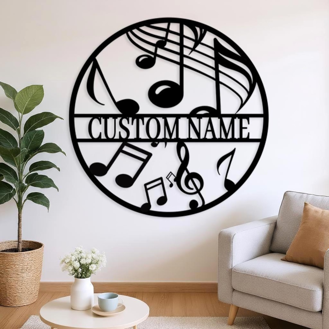 Personalized Music Notes Metal Sign Music Studio Room Bar Decor Musical ...