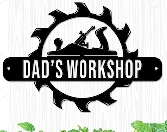 Dad's Workshop Metal Sign,Woodworking Wall Decor,Garage Sign Personalized Gift for Dad Papa,Father's Day Gift,Workshop Decor,Handyman Sign
