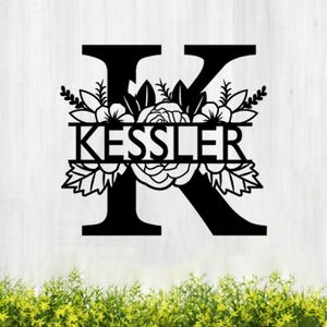 Custom Metal Monogram Sign | Initial Split Letter Monogram | Metal Family Name Sign | Last Name Monogram Sign | Housewarming Wedding Gift