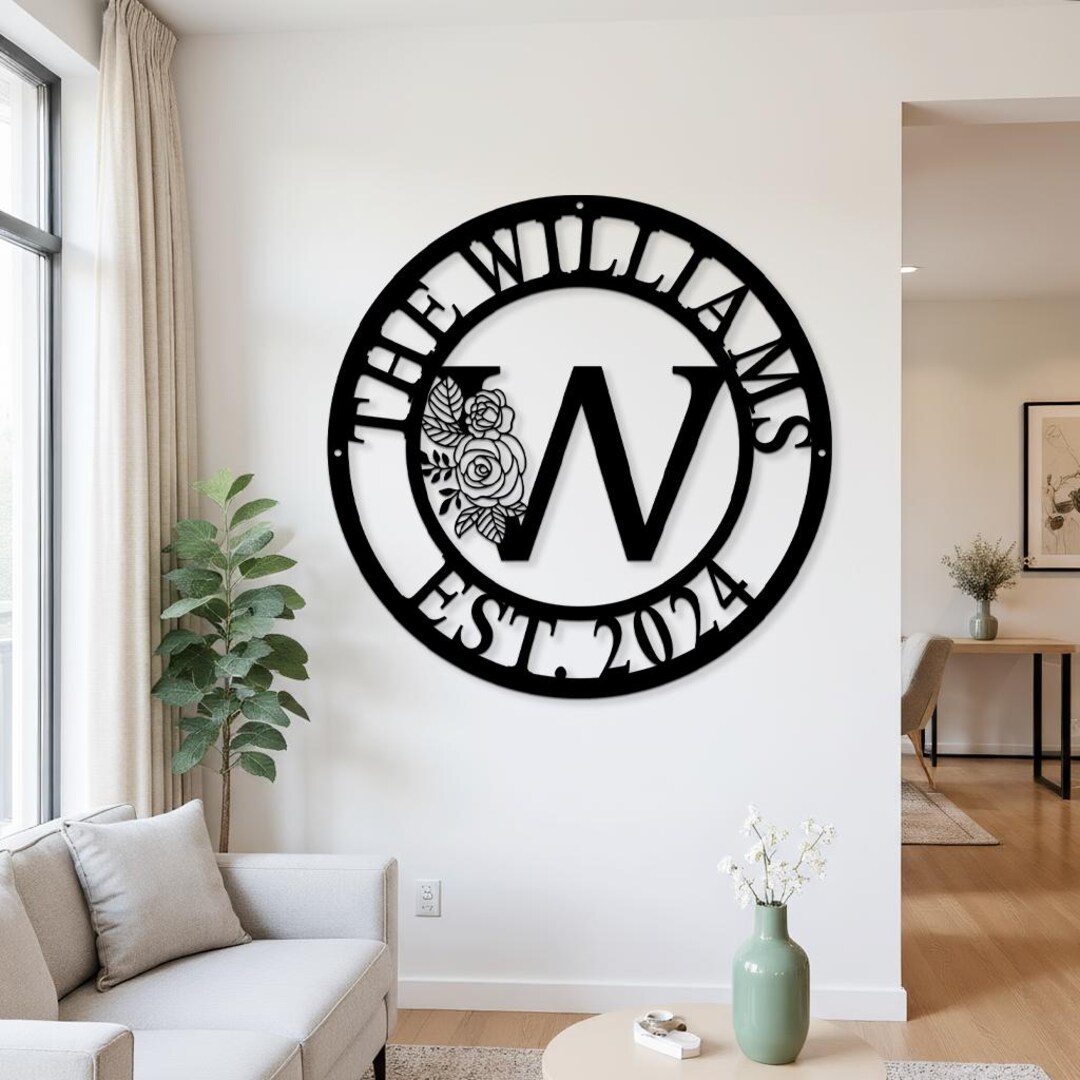Personalized Family Initial Metal Wall Art Family Name Metal Monogram ...