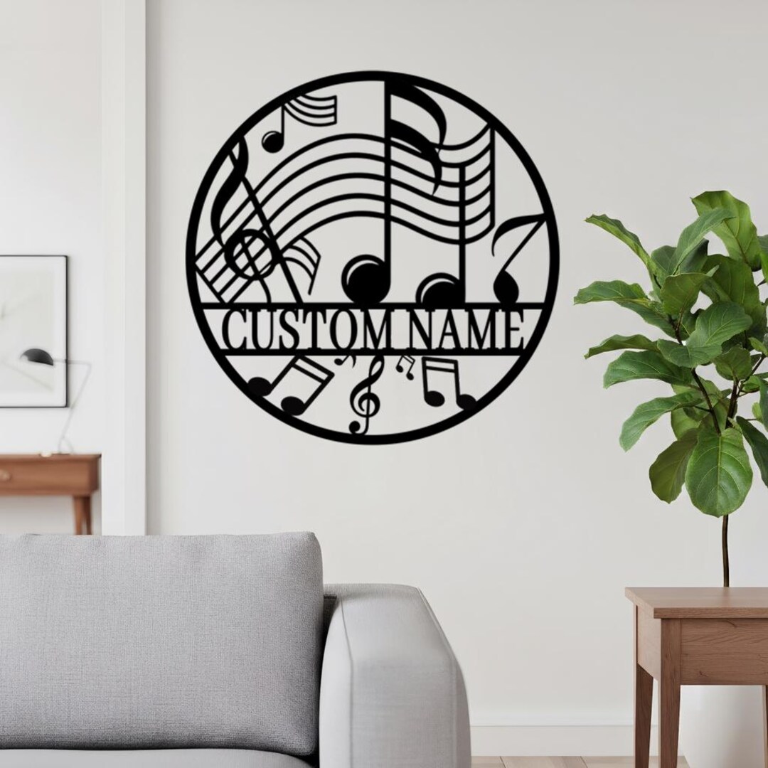 Custom Music Notes Metal Sign Musical Notes Wall Art Personalized Music ...