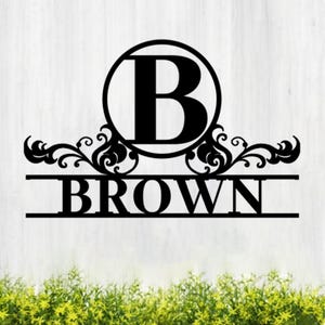 Personalized Family Name Metal Sign | Initial Split Letter Monogram | Last Name Wall Art | Last Name Monogram Sign | Housewarming Gift