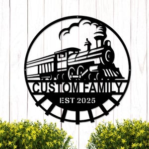 Blechschild Custom Train: Personalisierte Eisenbahn Wandkunst, Outdoor Eisenbahn Dekor, Dampflokomotive, Lokführer