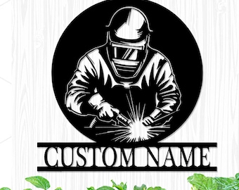 Custom Welder Metal Sign: Personalized Workshop Wall Art, Welding Sign, Garage Decor, For Men