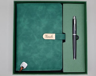 Set regalo personalizzato con taccuino in ecopelle vegana e penna