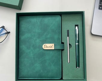 Set regalo taccuino personalizzato in ecopelle vegana – Penna e ricarica