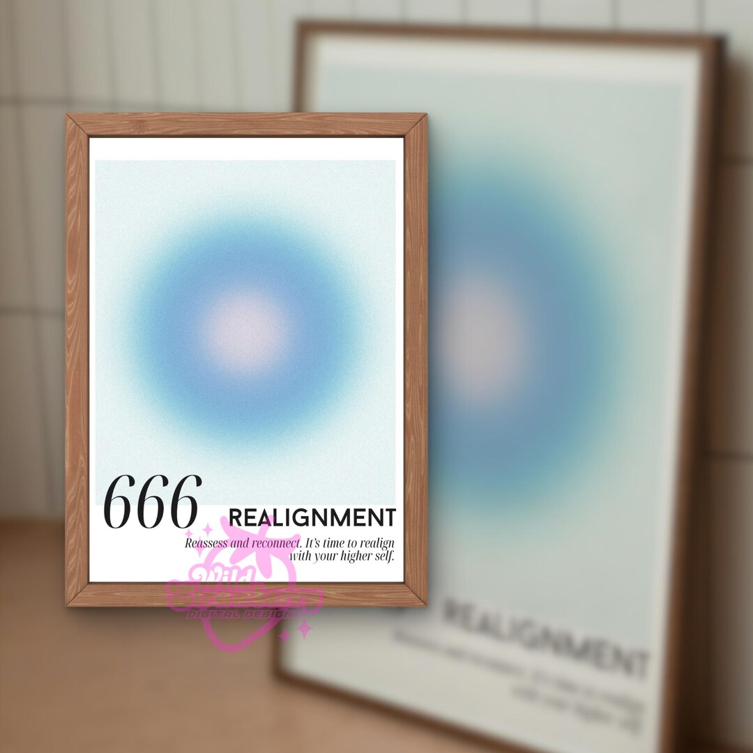 Angel Number 666 Aura Poster – Spiritual Digital Wall Art With Meaning ...