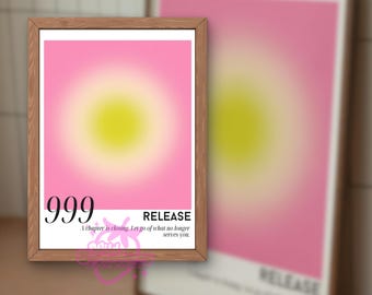 Angel Number 999 Aura Poster – Spiritual Digital Wall Art with Meaning, Manifestation & Positive Energy Print