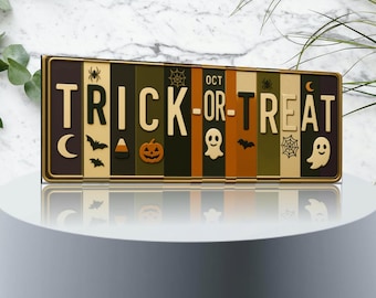 Trick-or-Treat Halloween Metal Sign | Vintage Farmhouse Style