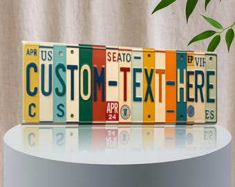 Custom License Plate Sign, Personalized Name Wall Art, 16x6 Metal Decor