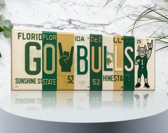 USF Bulls License Plate Sign – Green & Gold Metal Wall Art