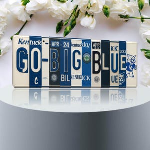 Go Big Blue License Plate Sign – Kentucky Wildcats Metal Wall Art | Blue and White Fan Cave, Dorm and Game Day Decor (16×6)