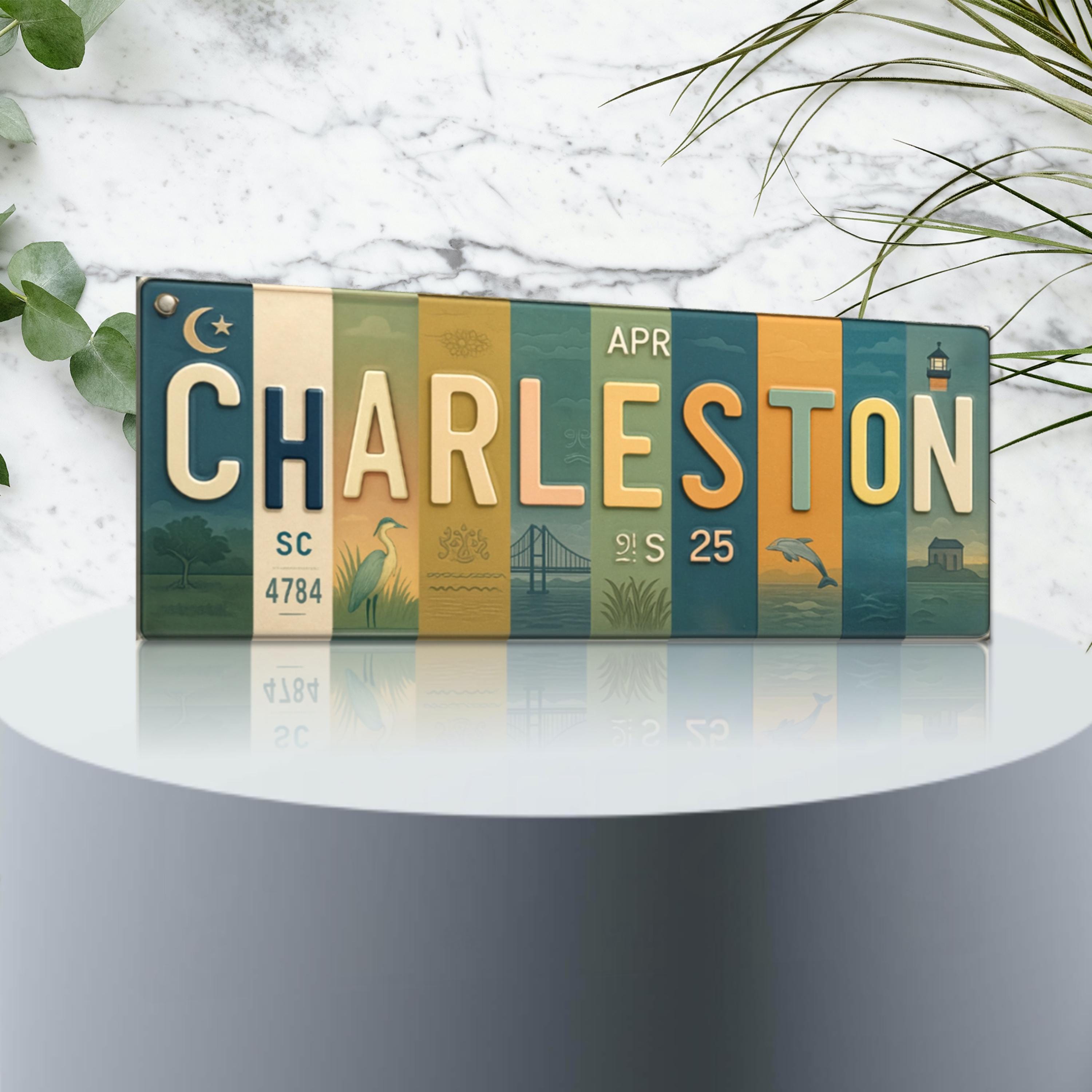 Charleston SC Metal Sign - License Plate Art Collage, Holy City