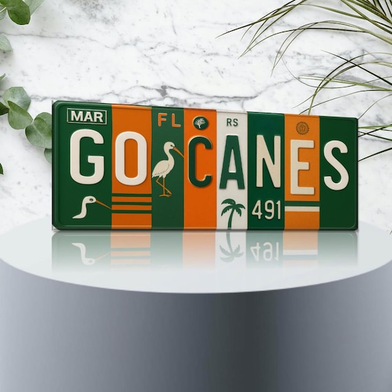 Miami Hurricanes Metal Sign – Florida Decor,  Metal Wall Art, Orange Green,