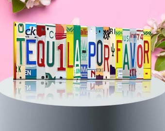 Tequila Por Favor License Plate Art | Funny Vintage-Style Metal Bar Sign, Cantina Wall Decor, Tequila Lover Gift