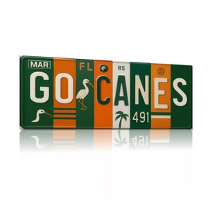 Go Canes License Plate Sign - Coral Gables Game Day Metal Wall Art | Orange and Green Miami Fan Cave, Dorm & Tailgate Decor 16x6 image 7