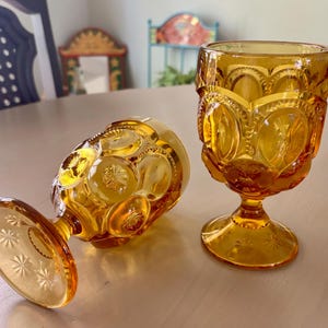 Vintage L.E. Moon and Stars Amber 5 3/4