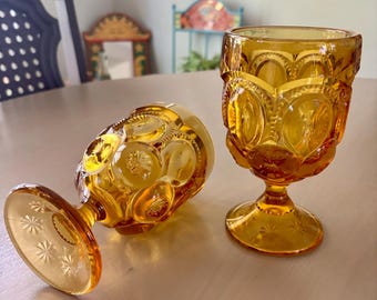 バーベキュー・調理用品 Vintage Amber Moon and Stars Goblets バーベキュー・調理用品 Vintage Amber Moon and Stars Goblets