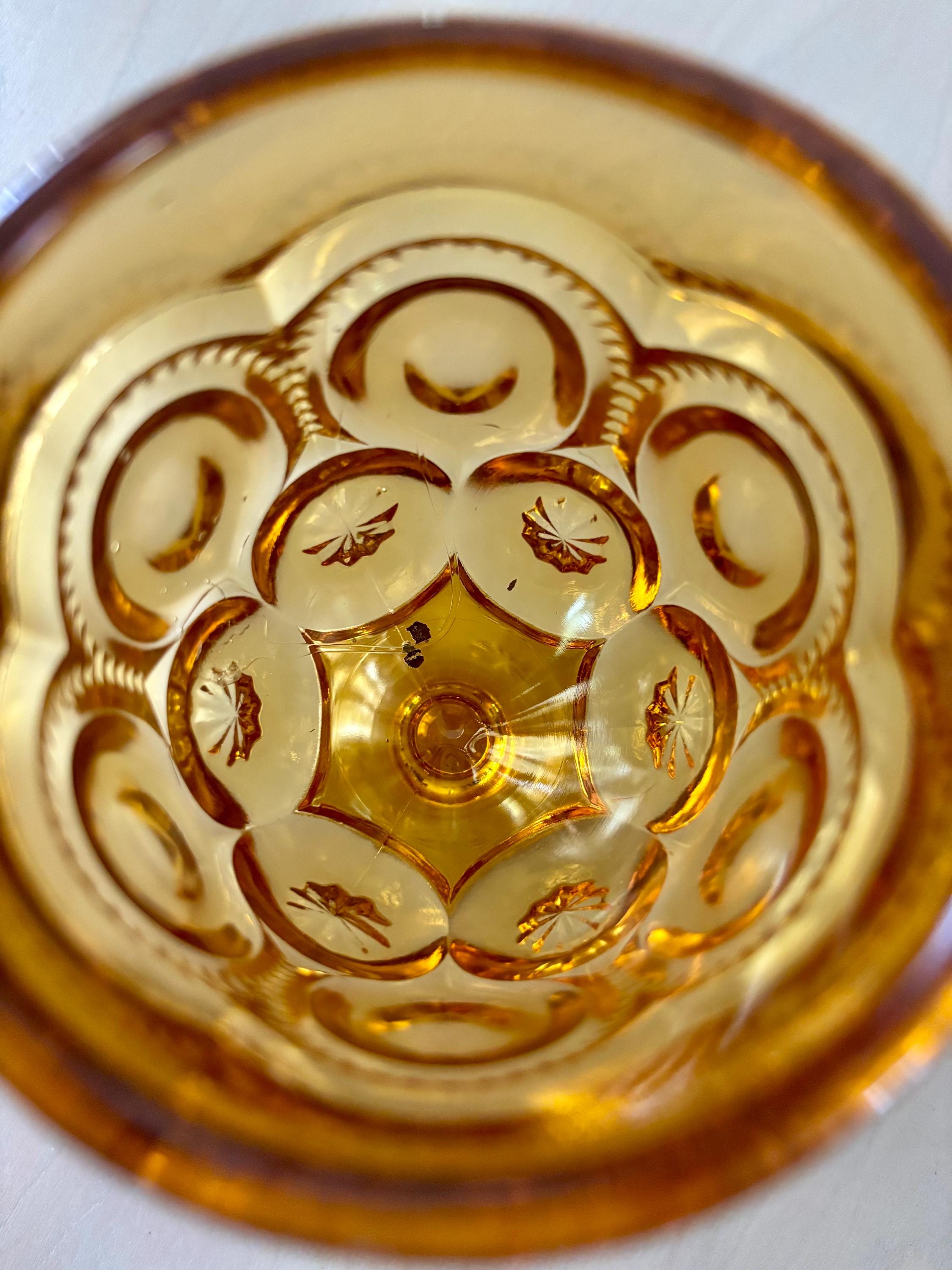 Vintage L.E. Smith Amber Moon and Stars Goblets Set of Two - Etsy