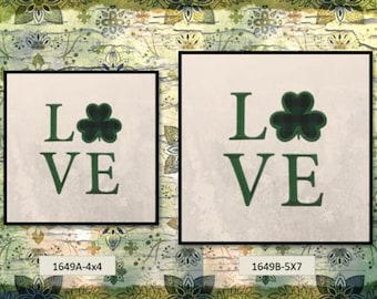 Diseño de bordado de trébol a cuadros - Patrón "Irish Love", tamaños 4x4 y 5x7 (descarga digital)
