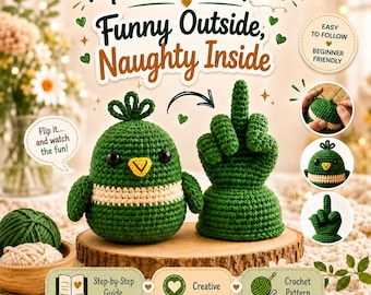 Flip Reversible Crochet Bird Pattern, Funny Amigurumi Gag Toy (PDF Download)