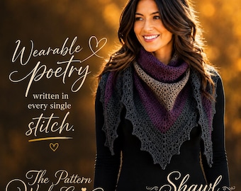 Crochet Shawl Pattern PDF, Triangle Lace Boho Wrap, Instant Download, Intermediate Crochet