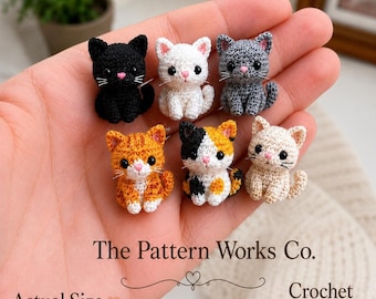 Kitten Amigurumi Crochet Pattern PDF | Tiny Sitting Cat Miniature | 6 Color Variations | Digital Download