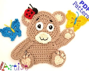Patrón de aplique de oso de ganchillo (PDF) - Diseño navideño