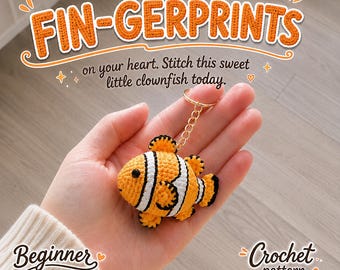 Clownfish Amigurumi Crochet Pattern PDF | Ocean Fish Keychain Bag Charm | Beginner Intermediate | Instant Download