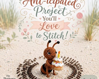 Ant Bag Charm Crochet Pattern PDF, Birthday Cake Amigurumi Keychain, Micro Insect Gift