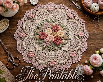 Vintage Floral Crochet Doily Pattern PDF | Elegant Lace Table Centerpiece | Shabby Chic Gift for Crochet Lovers