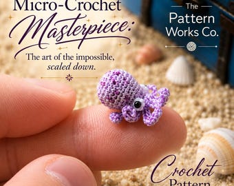 Tiny Octopus Crochet Pattern, Micro Amigurumi PDF, Miniature Thread Crochet Sea Animal