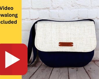 Oxford Purse Sewing Pattern PDF, Crossbody Flap Bag, Video Sewalong Included