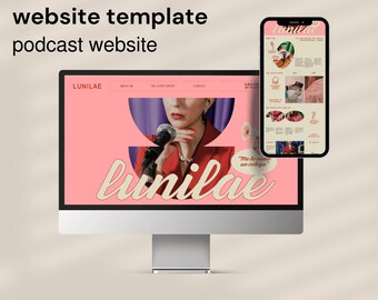 Plantilla de podcast Showit / Diseño web moderno de una página / Descarga instantánea