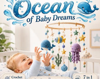 Crochet Ocean Baby Mobile Pattern PDF Amigurumi Whale Jellyfish Stars Nursery Decor Digital Download