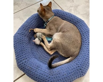 Patrón PDF de crochet fácil para cama de mascota con diseño de donut