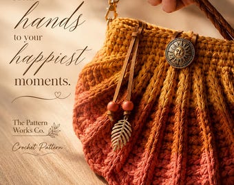Sunset Ombre Seashell Clutch Crochet Pattern PDF Boho Purse Tutorial T-Shirt Yarn Bag Download