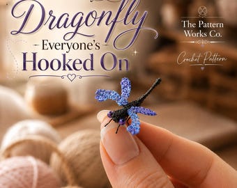 Dragonfly Crochet Pattern PDF Micro Amigurumi Miniature Insect Keychain Charm Brooch Pin Embellishment Gift