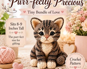 Tabby Cat Amigurumi Crochet Pattern PDF | Kitten Stuffed Animal Plushie | Confident Beginner Tutorial Gift
