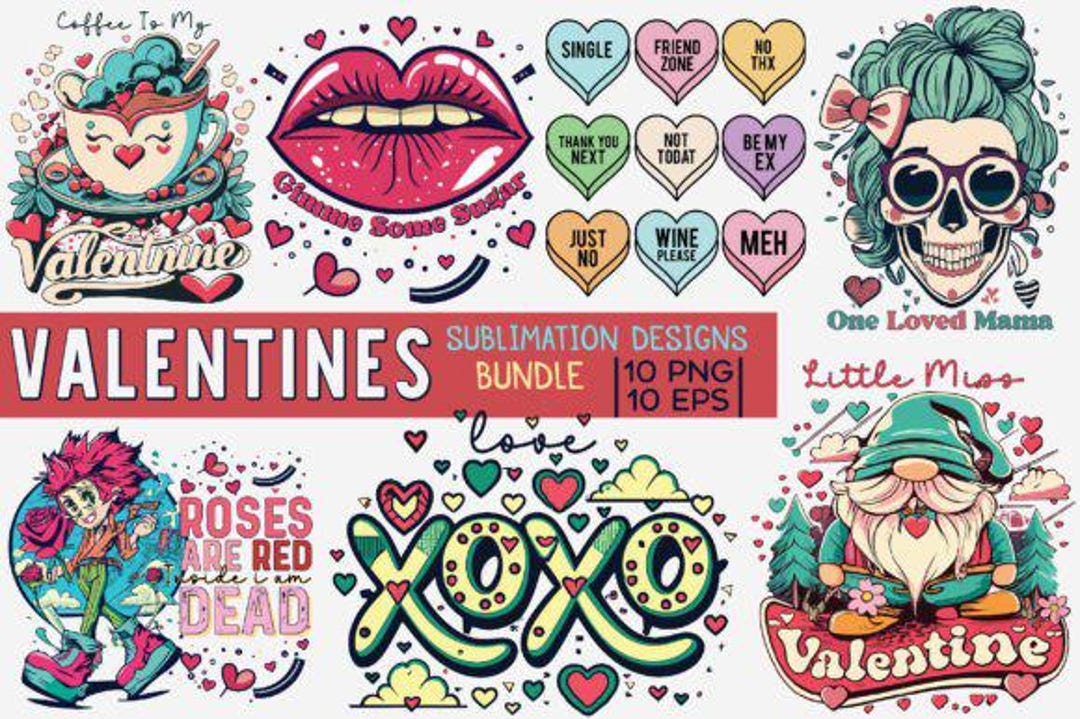 Valentine Sublimation Designs Bundle – 10 High-quality PNG & EPS ...