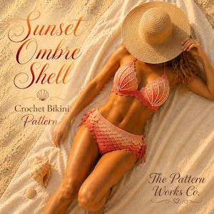 Crochet Bikini Pattern PDF, Shell Halter Top, High Waisted Swimsuit, Written Pattern Instant Download