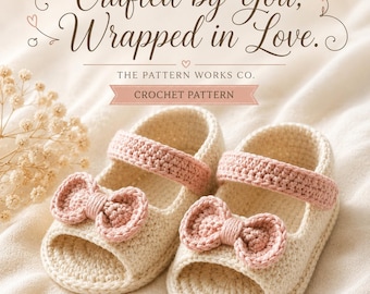 Crochet Baby Sandals Pattern PDF, Bow Baby Girl Shoes, Beginner Newborn Summer Photo Prop