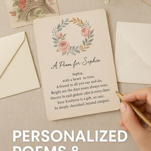 Poème et carte postale personnalisés