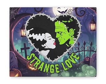 Lienzo de Frankenstein y la novia, impresión artística de terror