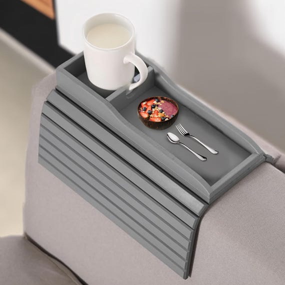 Sofa-Armlehnentablett Aus Bambus – Faltbar & Rutschfest