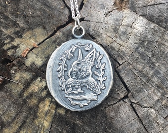 Portrait of a Rabbit - Wax Seal Bunny Necklace