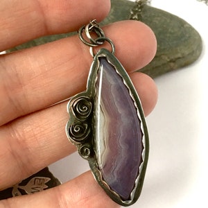 Lavender Aztec Agate and Sterling Necklace with Roses Lavender Fields image 4